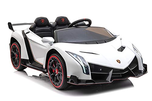 Kinderfahrzeug - Elektro Auto "Lamborghini Veneno" - lizenziert - 12V10AH, 4 Motoren- 2,4Ghz Fernsteuerung, MP3, Ledersitz+EVA+Allrad+2 Sitzer-Weiss Kinderfahrzeug - Elektro Auto "Lamborghini Veneno" - lizenziert - 12V10AH, 4 Motoren- 2,4Ghz Fernsteuerung, MP3, Ledersitz+EVA+Allrad+2 Sitzer-Weiss von ES-TOYS