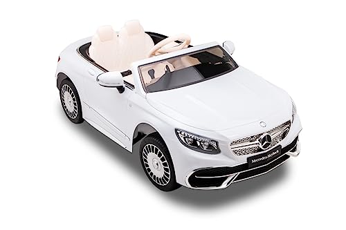 Kinderfahrzeug - Elektro Auto Mercedes S650 Maybach - lizenziert - 12V7AH Akku + 2,4Ghz+Ledersitz+Eva (Weiss) von ES-TOYS