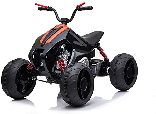 ES-TOYS Kinderfahrzeug - Elektro Kinderquad 718" 2x35W, 12V7Ah - Orange-Schwarz (Schwarz-Orange) von ES-TOYS