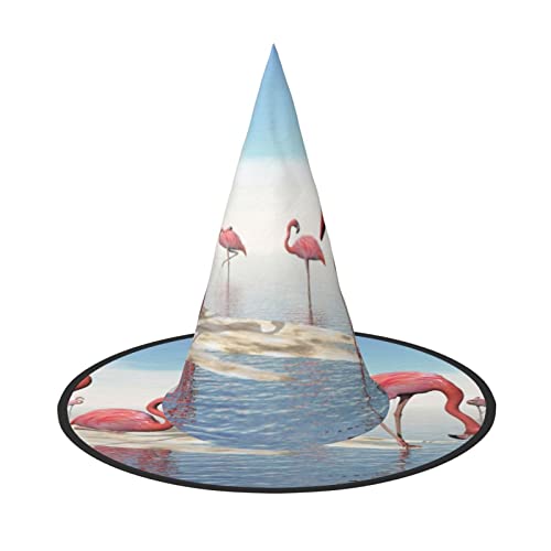 ESASAM Flock Of Pink Flamingos On The Beach Halloween Hut, Fun Holiday Headwear For Scary Seasons von ESASAM