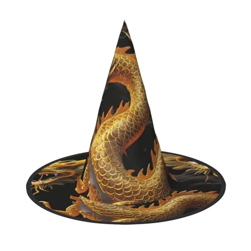 ESASAM Halloween-Hut mit gelbem Drachen und schwarzem Hintergrund, lustige Feiertags-Kopfbedeckung für gruselige Jahreszeiten von ESASAM