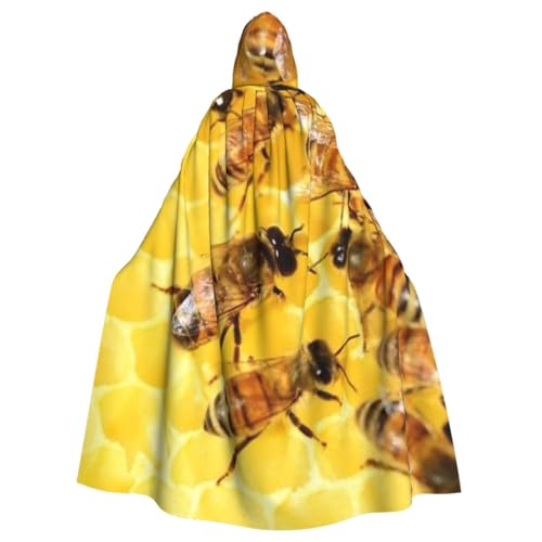 ESASAM Kapuzenumhang mit süßem Bienen-Druck, perfekt für Halloween, Cosplay, Kostümpartys und mehr von ESASAM