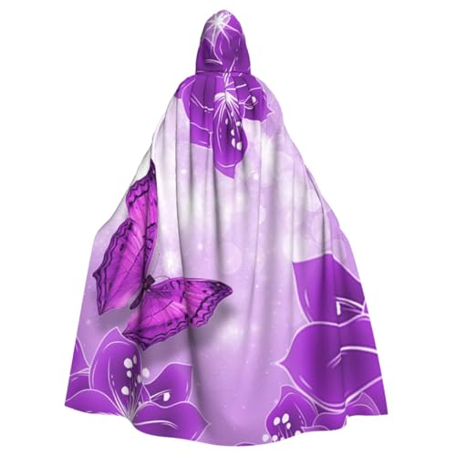 ESASAM Umhang mit violettem Schmetterlings-Aufdruck, für Erwachsene, perfekt für Halloween, Cosplay, Kostümpartys und mehr von ESASAM