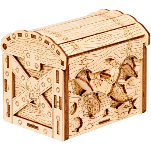 ESC WELT Pirate's Treasure Chest - Kreative Geschenkbox für Geld, Gutscheine, Geschenkkarten - 3D-Holzkastenspiel - Geschenkrätselspiel - Geschenkbox für Jugendliche und Erwachsene - 3D-Holzpuzzle von ESC WELT