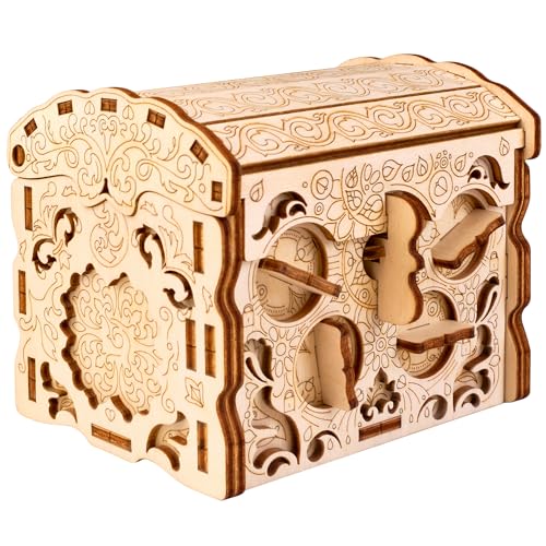 ESC WELT Wooden Secret Treasure Box Puzzle Spiel aus Holz - Kreative Geschenkbox für Geld, Gutscheine, Geschenkkarten - 3D Holzbox Spiel - Geschenkbox für Jugendliche und Erwachsene - 3D Holzpuzzle von ESC WELT