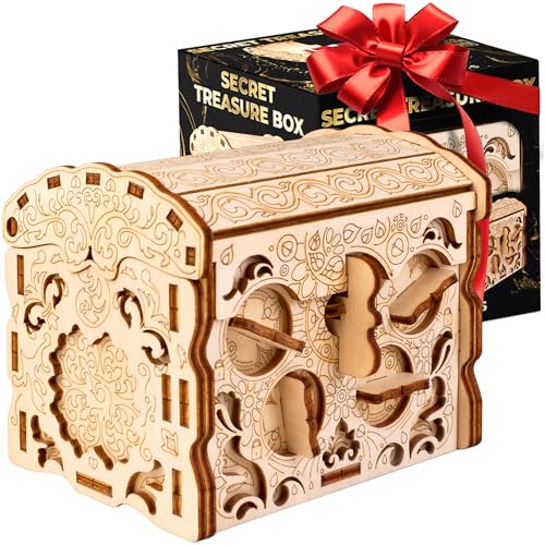 ESC WELT Wooden Secret Treasure Box Puzzle Spiel aus Holz - Kreative Geschenkbox für Geld, Gutscheine, Geschenkkarten - 3D Holzbox Spiel - Geschenkbox für Jugendliche und Erwachsene - 3D Holzpuzzle von ESC WELT