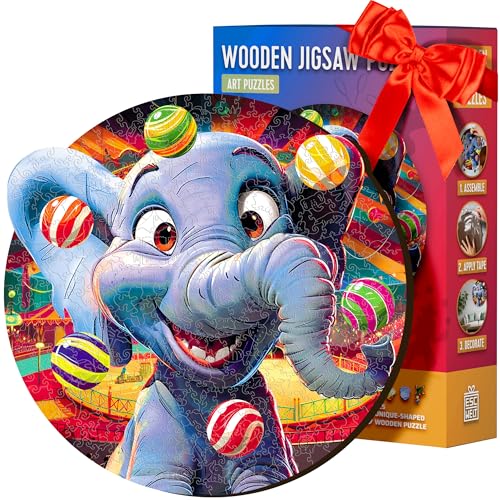 ESC Welt Holzpuzzle Elefant 500 Teile - Anspruchsvolles Denkspiel für Kinder & Erwachsene - Umweltfreundliches & Unterhaltsames Lernspielzeug - Herausforderndes Spiel - Denkspiel aus Holz von ESC WELT