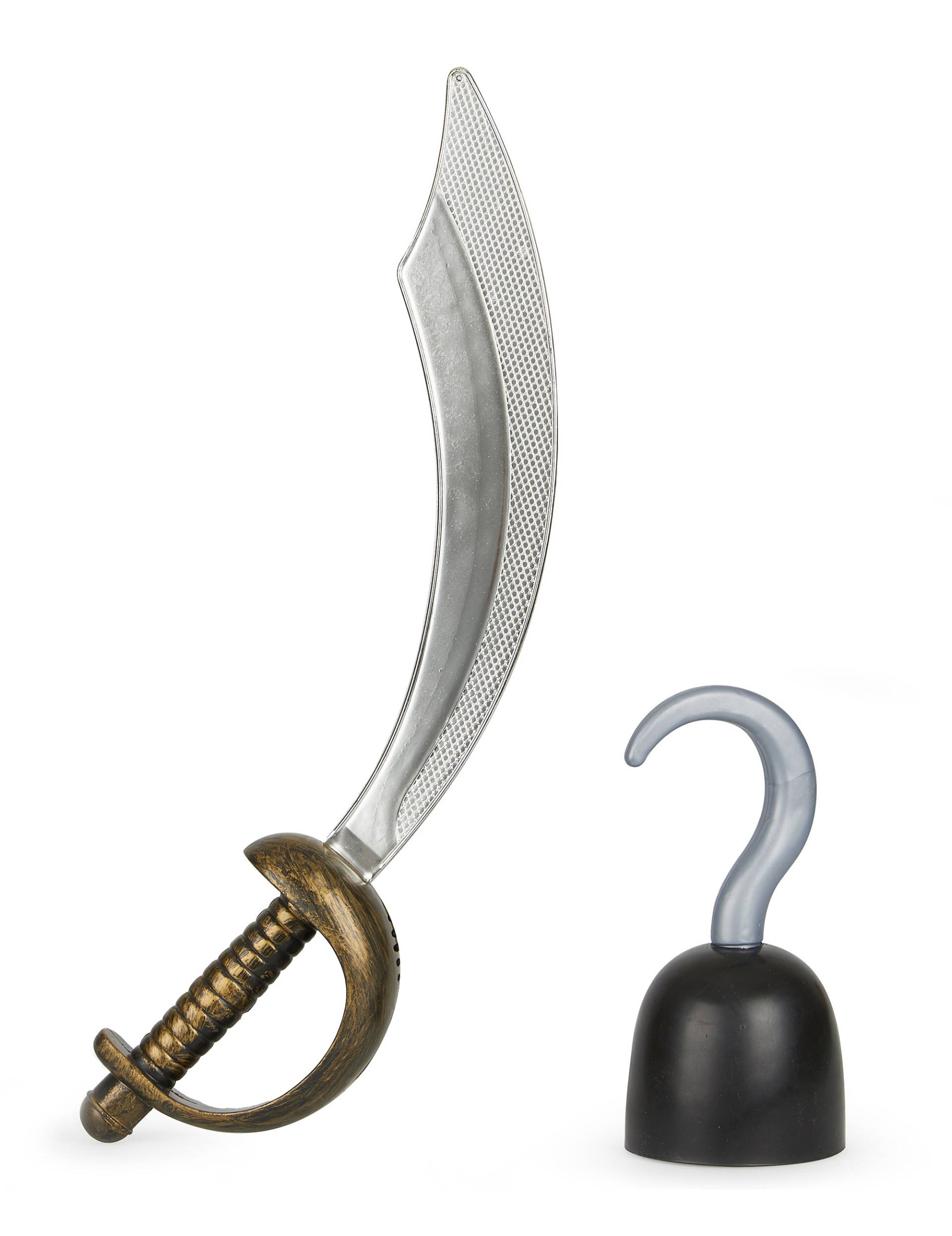 Piraten-Accessoire-Set für Kinder Säbel und Haken 2-teilig gold-silber-schwarz Piraten-Accessoire-Set für Kinder Säbel und Haken 2-teilig gold-silber-schwarz von ESPA