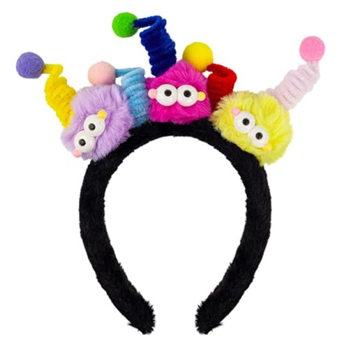 ESTCNK Dame Pompons Hut Elagant Kopfbedeckung Stirnband Kopfschmuck für Make-up Party Maskeraden Buntes Geburtstagszubehör von ESTCNK