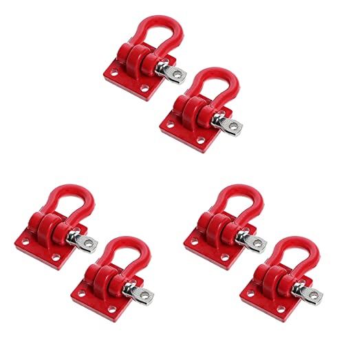 6 x Metall-Kletteranhänger, Abschlepphaken, Schnalle, Seilwinde, Schäkel, Zubehör für 1/10 Maßstab RC Crawler Truck D90 SCX10, Rot von ESUSO