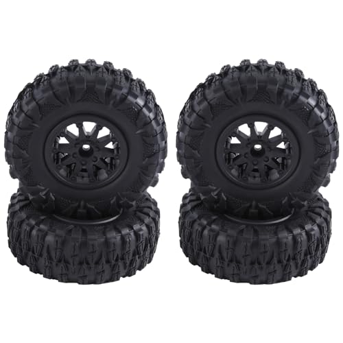 ESUSO Beadlock-Rad aus Nylon-Kunststoff, 120 mm Reifen mit 12 mm Kombinier-Sechskant für 1/10 RC Rock Crawler Zubehör, Schwarz, 4 Stück von ESUSO