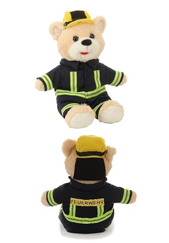 ESouvenirs Plüsch Feuerwehrmann Bär ca. 27 cm mit Feuerwehr Uniform und Feuerwehrhelm, Kuschelteddy, Berufe Bär als Scherzartikel, Sammelfiguren Stofftier aus Plüschtier von ZYZYZK