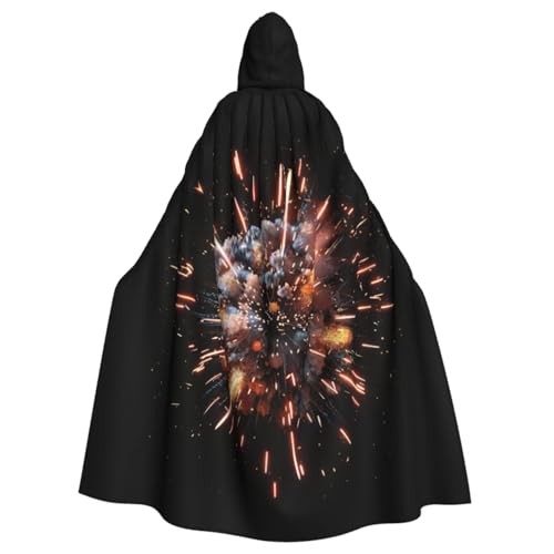 ETASUIOL Explosion Feuerwerk 3D-Druck Halloween Kapuzenumhang volle Länge Kapuzenumhang Cosplay Umhang Hexenumhang Umhang Kostüm von ETASUIOL