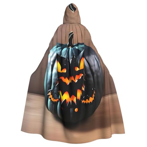 ETASUIOL Halloween-Umhang mit Fledermaus-Kürbis-Druck, Halloween-Kapuzenumhang, volle Länge, Cosplay-Umhang, Hexenumhang, Kostüm von ETASUIOL