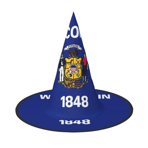 ETASUIOL Wisconsin State Flag Print Wizard Halloween Hats Essential Halloween Comfortable,Lightweight And Foldable Witch Hats von ETASUIOL