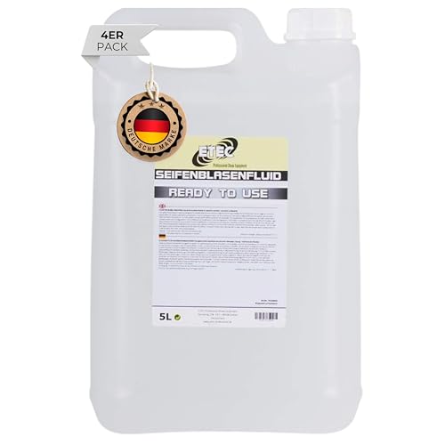 ETEC Professional Seifenblasen Flüssigkeit 4 x 5 Liter – Fluid für Seifenblasenmaschine – Party DJ Kinder Geburtstag Effekt Club Disco Veranstaltung Bühne Licht Show von ETEC