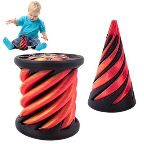 2 Unmögliche Pyramiden-Passthrough-Skulptur, 3D Passthrough Skulptur, Pyramiden-Fidget-Spielzeug, 3D-gedrucktes Spiralkegel-Zappelspielzeug, 3D Printed Cone Toy (Dreieck+Zylinder) von ETUCYNG