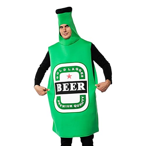 ETUCYNG Bierflaschen-Kostüm für Erwachsene, lustiges Halloween-Getränk-Kostüm - Oktoberfest Outfit Unisex Overall - Bierflaschen-Einteiler, Halloween-Kostüm, Cosplay-Kleidung von ETUCYNG