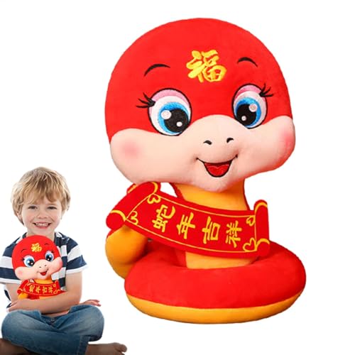 ETUCYNG Chinesisches Schlangen-Maskottchen-Plüsch,Chinesische Schlangen-Plüschpuppe - Plüsch Neujahr Puppe Schlange Stofftier Anhänger Puppe,Schlangen-Plüschtier, rote chinesische Neujahrsdekoration von ETUCYNG