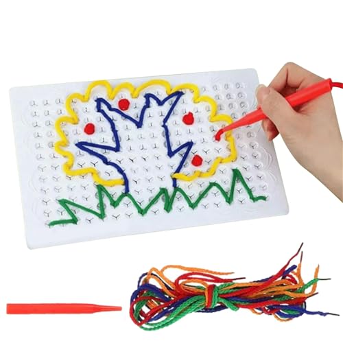 ETUCYNG Fadenbrett, Geoboard Set, Fädelbrett Für Kinder, Geometrie Lernspielzeug Geoboard, Geometriebrett Mit Gummibändern, Forme Unzählige Figuren Auf Dem Board, Buntes Einfädelbrett von ETUCYNG