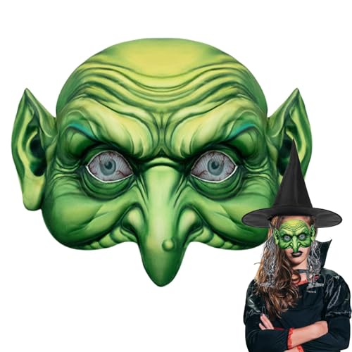 ETUCYNG Halloween-Hexen-Gesichtsbedeckung,Halloween-Hexenhut-Set, Halloween-Hexe-Kostüm-Set, Hexen-Rollenspiel- -Gesichtsmaskerade-Halloween-Hexenkostüm-Set für Männer von ETUCYNG