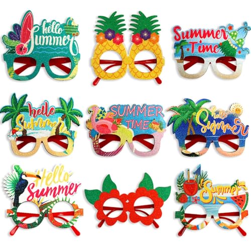 ETUCYNG Hawaiianische Brille, 9 Paar hawaiianische Sonnenbrillen, Kostüm-Requisiten, lustige Kinder-Partygeschenke für Kinder und Erwachsene, Pool-Fotoautomaten-Requisite, cooles Zubehör, tropischer ETUCYNG Hawaiianische Brille, 9 Paar hawaiianische Sonnenbrillen, Kostüm-Requisiten, lustige Kinder-Partygeschenke für Kinder und Erwachsene, Pool-Fotoautomaten-Requisite, cooles Zubehör, tropischer von ETUCYNG