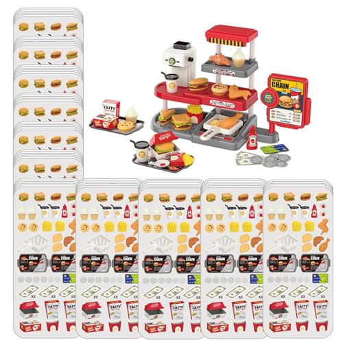 ETUCYNG Küchenspielset für Kinder,Küchenspielset | Tragbares Lebensmittelgeschäft-Kinderspielset mit Lichtern und Geräuschen,Multifunktionales verwandelndes Spielzeug, Spielnahrungszubehör für den von ETUCYNG