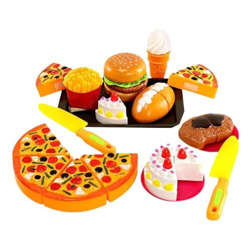 ETUCYNG Küchenspielzeug, Lebensmittelspielzeug für Kinder, Kinder Pretend Food Kit, Spielzeug-Essen für Kinder, Küchenset mit Kuchen, Pizza, , Pommes Frites, Burger, Spielzeug, Kochutensilien für von ETUCYNG