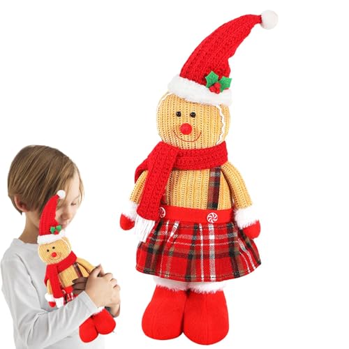 ETUCYNG Lebkuchenmann-Puppenfigur,Lebkuchenmann-Mädchen-Figuren,Süße Lebkuchenmann-Weihnachtsplüschfiguren - Weihnachtsfeier-Baum-Requisiten für den Innen- und Außenbereich für Bücherregal, von ETUCYNG