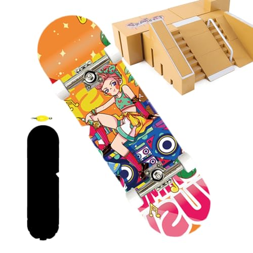 ETUCYNG Mini-Skateboards für Kinder,Mini-Skateboards für Finger,Cartoon Holzgriffbretter - Kleines Fingerbrett-Spielzeug, buntes Finger-Skateboard für Kinder ab 6 Jahren von ETUCYNG