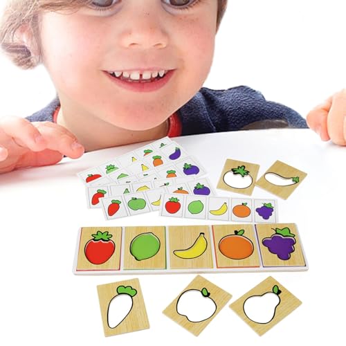 ETUCYNG Obst- und Gemüsepuzzle, Holzpuzzle Obst und Gemüse,Lern-Gemüse-Matching-Puzzle - Holzpuzzles Obst-Gemüse-Puzzlespielzeug, lehrreich für Mädchen ab 3 Jahren von ETUCYNG