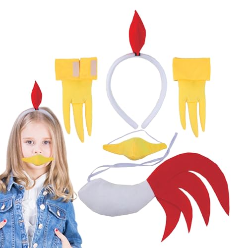 ETUCYNG Ostern-Küken-Kostüm-Set,Tier-Küken-Kostüm-Set | Kinderkostüm Ostern Küken Tierkostüm - Ohren Kostümzubehör Stirnband Schwanz Kostümset für Halloween & Weihnachten von ETUCYNG