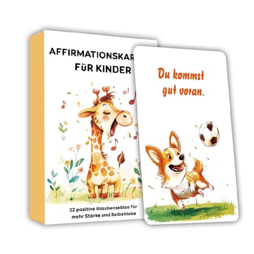 ETUCYNG Positive Affirmations For Kids, 32 German Positive Affirmation Flash Cards, Inspirational Notes, Confidence Building, Animal Theme, Empowering Quotes For Students Children ETUCYNG Positive Affirmations For Kids, 32 German Positive Affirmation Flash Cards, Inspirational Notes, Confidence Building, Animal Theme, Empowering Quotes For Students Children von ETUCYNG