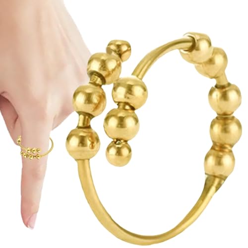 ETUCYNG Spinner-Ring für Damen, Verstellbarer Zappelring,Verstellbarer Schmuck-Entspannungsring Fidget - Einfacher Modeschmuck mit Perlen und Flexibler Passform, bequem für Verabredungen und von ETUCYNG