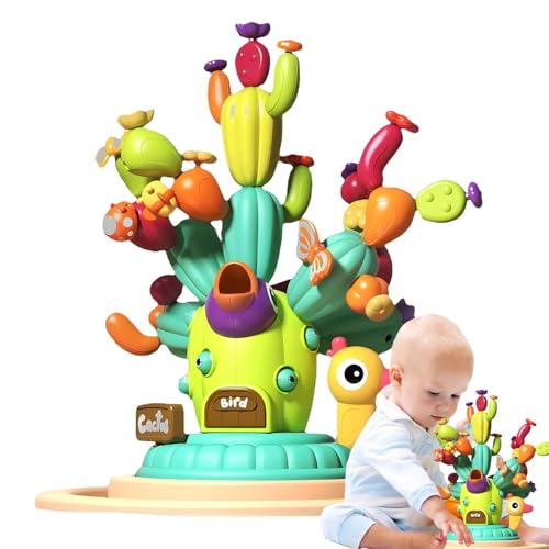 ETUCYNG Stapelblöcke Kaktus,Kaktus Stapelblöcke | Lustige Stapelblöcke in niedlicher Kaktusform | Kaktus-Puzzle für kreatives Spielen, multifunktionales pädagogisches Montessori-Spielzeug für die von ETUCYNG