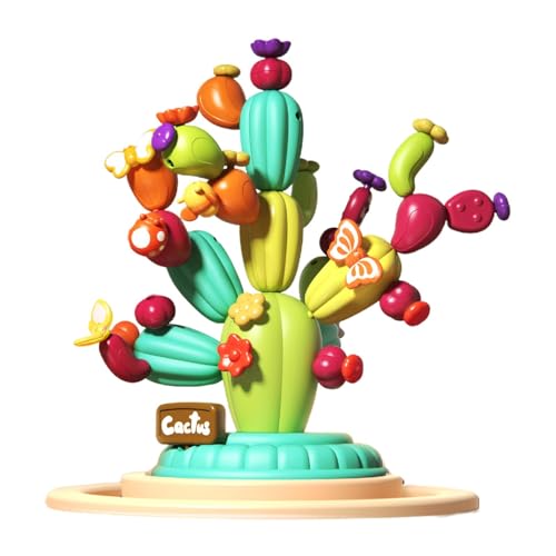 ETUCYNG Stapelblöcke Kaktus,Kaktus Stapelblöcke | Süßes lustiges Kaktus-Puzzle-Bausteinspielzeug,Kaktus-Puzzle für kreatives Spielen, multifunktionales pädagogisches Montessori-Spielzeug für die frühe von ETUCYNG