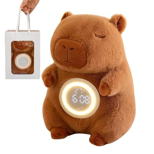 ETUCYNG Stofftierwecker, Kinderwecker Plüsch | Nachttischlampe Capybara | Kleine Weckerlampe, süßes Nachtlicht, digitaler Tischwecker, Tischlampe für Teenager und Kleinkinder von ETUCYNG