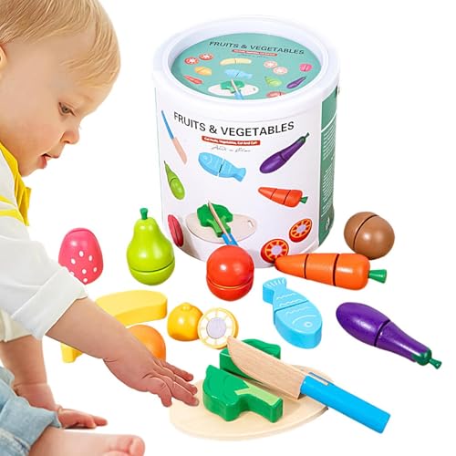 ETUCYNG Täuschen Sie das Spielen von Küchenspielzeug, Rollenspiel-Simulation Food Toys | Holzfrucht- und Gemüse -Schneidkit - Realistisches Design -Lernspielzeug für Kindergärten, Kindergärten, von ETUCYNG