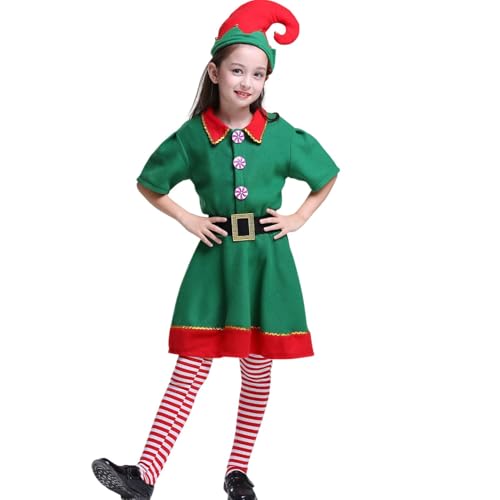 ETUCYNG Weihnachtselfenkostüm, Elfenkostüm für Kinder,Weihnachtsmann-Helfer-Kostüm, festliches Outfit - Weihnachtselfen-Kostüm für Kinder und Erwachsene, Cosplay-Kleidung für Weihnachten von ETUCYNG