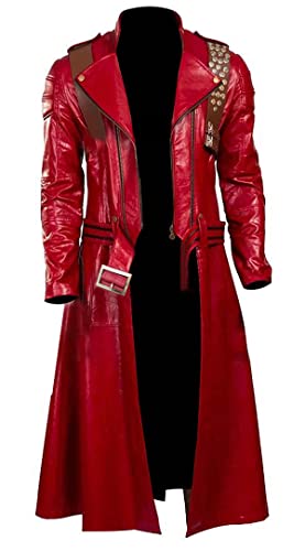 EU Fashions DMC Devil May Cry 5 Dante Cosplay Kostüm Roter Mantel, Aus Echtleder, L von EU Fashions