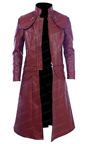 EU Fashions DMC Devil May Cry 5 Dante Cosplay Kostüm Roter Mantel, Aus Echtleder, Medium von EU Fashions