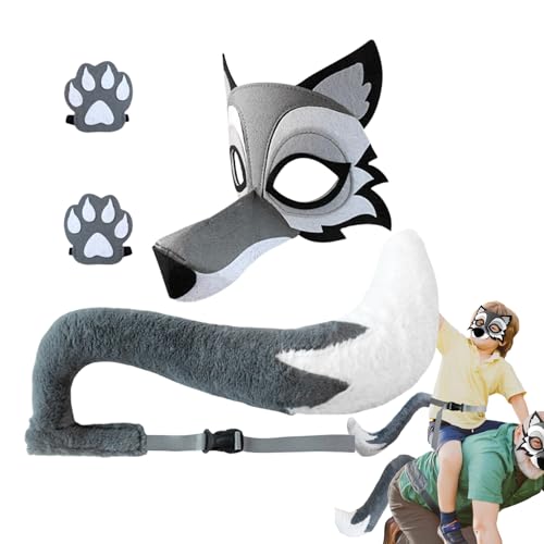 EUBEISAQI Wolfskostüm für Erwachsene, lustiges Spiel-Outfit, Simulation, grauer Wolf, Cosplay-Set, Partyzubehör für Halloween, Maskerade EUBEISAQI Wolfskostüm für Erwachsene, lustiges Spiel-Outfit, Simulation, grauer Wolf, Cosplay-Set, Partyzubehör für Halloween, Maskerade von EUBEISAQI