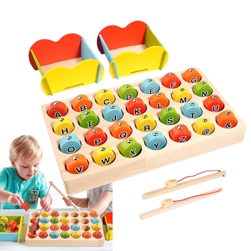 Magnetisches Fischspiel, magnetisches Fischspiel für Kinder | Angelspiel für Kinder - Magnetische Zählspiele, Puzzle, pädagogisches Holzspiel, Feinmotorik für und Mädchen im Alter von 3–6 Jahren von EUBEISAQI