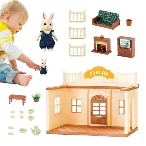 Puppenhaus-Set aus Holz, Kleinkind-Puppenhaus | Puppenhaus-Spielset Tiny House | Kleinkindspielzeug, Miniatur-Puppenhaus, Bausatz, vorgeben, Spielen, Lernspielzeug mit Möbeln von EUBEISAQI