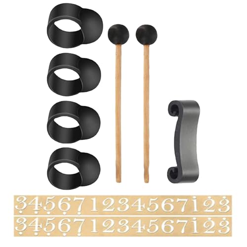 Regentrommel-Zubehör, Regenglocken-Set | Handpan-Zubehör | Trommel-Regenglockenspiel-Zubehör, Trommelstock-Halter-Nummernaufkleber, Regentrommel-Zubehör-Set zur Verbesserung Ihres Handpan-Erlebnisses von EUBEISAQI