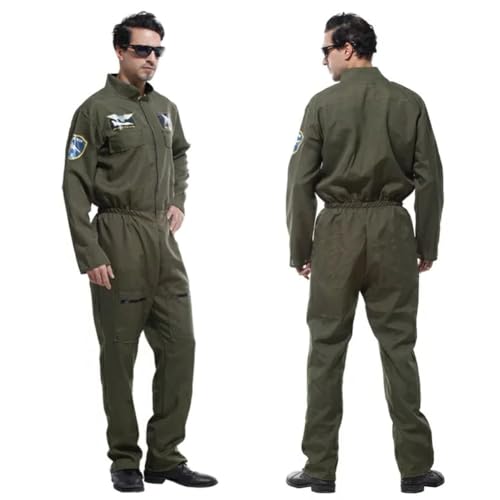 EUBSWA Kampfjetpilot Uniform Kostüm, Pilot Overall Kostüm, Pilotenanzug für Karneval Faschingskostüme Party Mode, M von EUBSWA