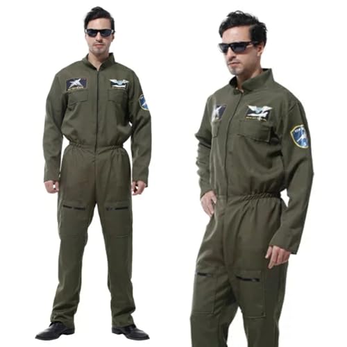 EUBSWA Kampfjetpilot Uniform Kostüm, Pilot Overall Kostüm, Pilotenanzug für Karneval Faschingskostüme Party Mode, S von EUBSWA