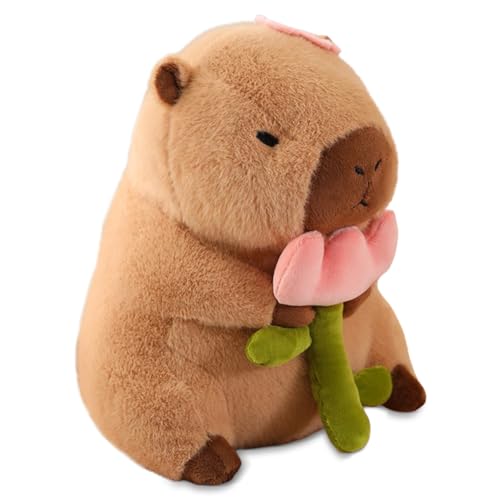 EUBSWA Plüschtier Capybara Kuscheltier 30cm, Weiches Capybara Spielzeug Plüsch Wurfkissen Geschenk für Kinder (Blume) von EUBSWA