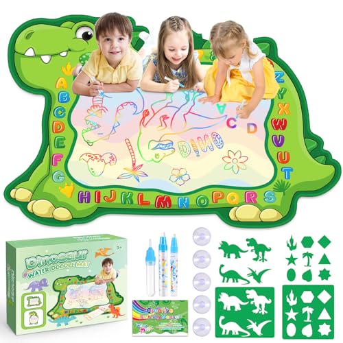 EUCOCO Dino Wasser Matte, Dinosaurier Spielzeug ab 1 2 3 Jahre Malmatte mit Wasserstift Geburtstagsgeschenk 1-6 Jahre Junge Spielzeug ab 1-6 Jahre Junge Dinosaurier Geschenk Junge 1-6 Jahre von EUCOCO