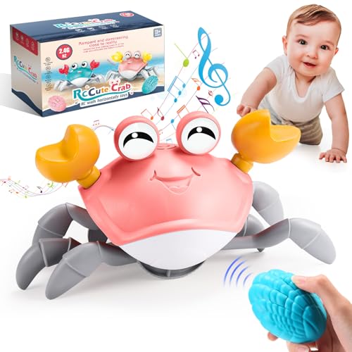 EUCOCO Ferngesteuertes Krabbe Baby Spielzeug ab 1 2 3 Jahr, Spielzeug ab 6 7 8 9 10 Monate Kinderspielzeug ab 1 2 3 Jahre Junge Mädchen Geschenk für Kinder Tummy Time Toys Krabbelspielzeug Baby von EUCOCO